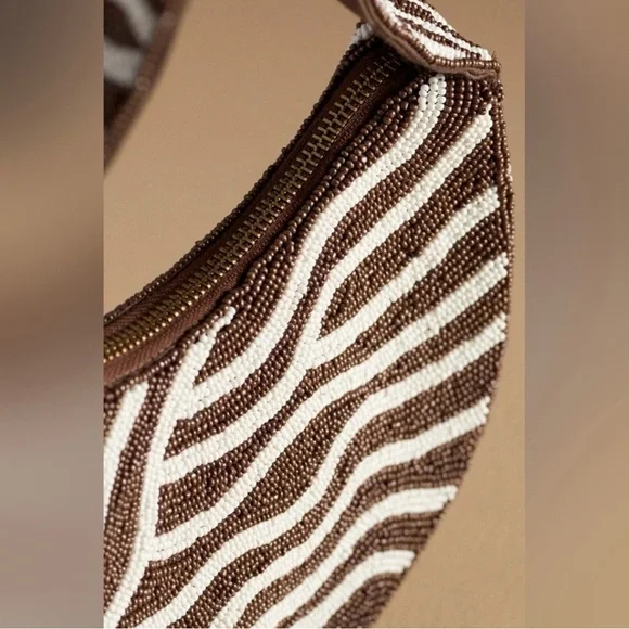 Anthropologie Crescent Beaded Shotkder Bag - Picture 4 of 14